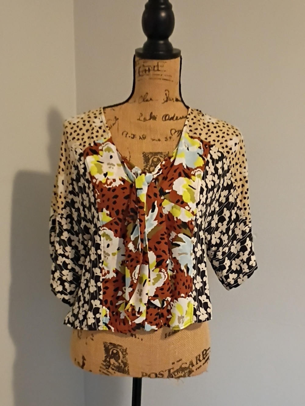 Cabi Patterned Two-Piece Dress Set in Black, White & Rust Floral - Picture 7 of 9